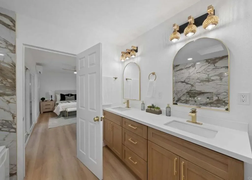 Designer Double Vanity Encinitas Home Remodel