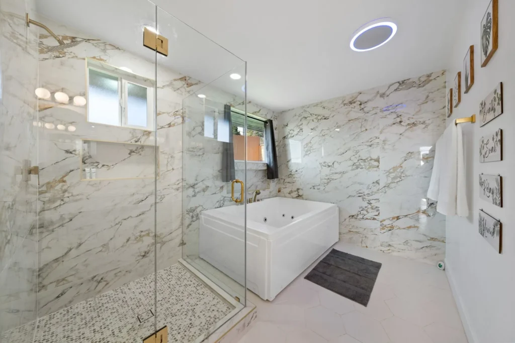 Spa Tub And Marble Shower Spring Valley Home Remodel