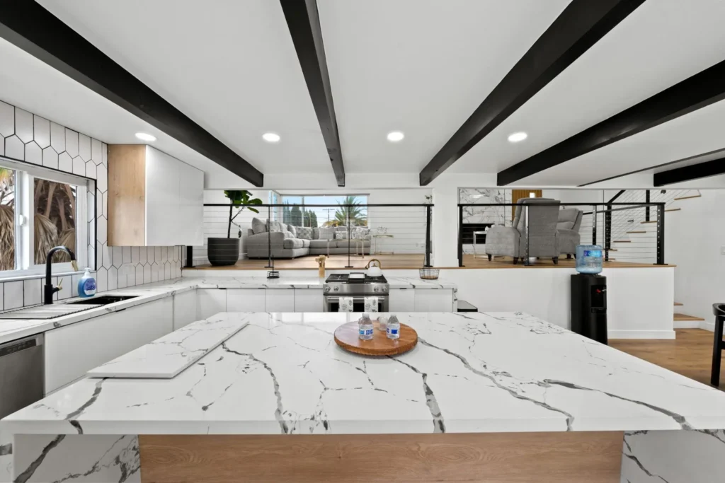 Waterfall Quartz Island La Mesa Full Home Remodel